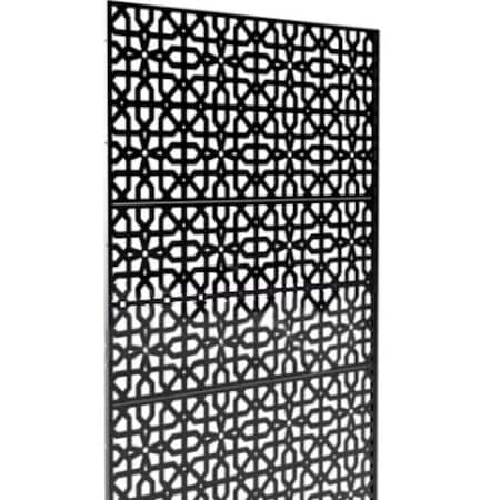 LaserCut Metal Privacy Fence, CircleKnot, Black, 48x72/Set